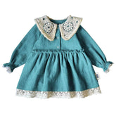 Rochie Celeste cu guler, din in